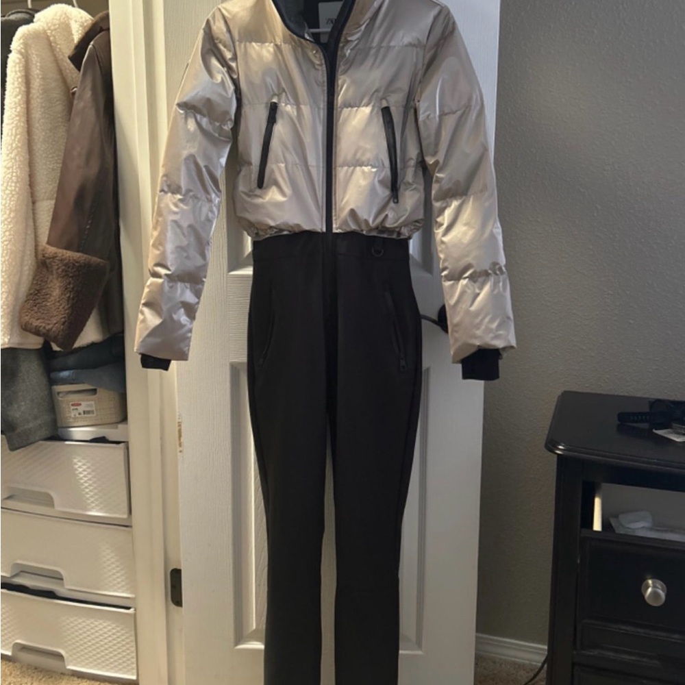 Zara Silver and Black Ski Jacket